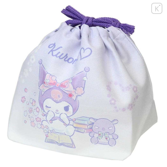 Japan Sanrio Drawstring Pouch & Lunch Bag - Kuromi : Sakura Cherry Blossom - 1