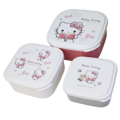 Japan Sanrio Nesting Food Storage Container Set - Hello Kitty : Ribbon