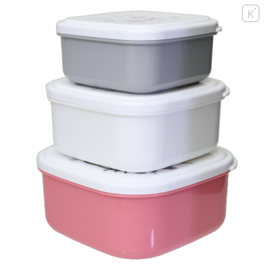 Japan Sanrio Nesting Food Storage Container Set - Hello Kitty : Ribbon - 2