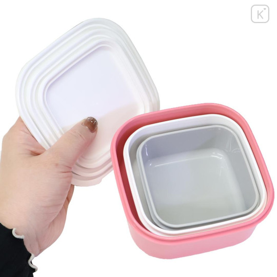 Japan Sanrio Nesting Food Storage Container Set - Hello Kitty : Ribbon - 3