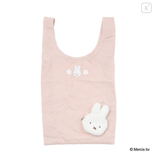 Japan Miffy Eco Shopping Bag & Mascot Pouch - Miffy : Pastel Pink - 1