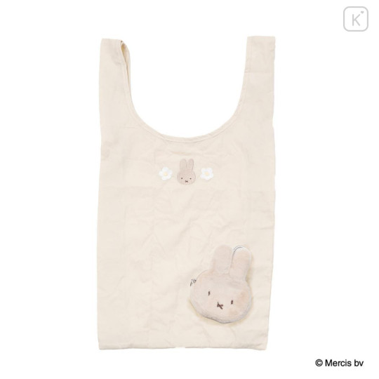 Japan Miffy Eco Shopping Bag & Mascot Pouch - Miffy : Pastel Beige - 1
