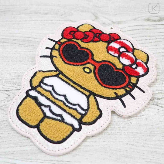 Japan Sanrio Pass Case Card Holder & Reel - Hello Kitty : Tan Swimsuit - 3