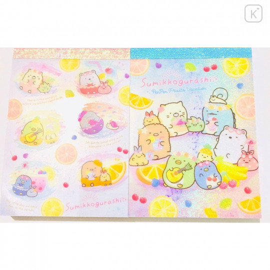 Japan San-X Mini Notepad 2pcs Set - Sumikko Gurashi / Fruit Vacation - 1