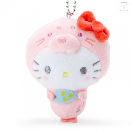 Japan Sanrio 2 Way Mascot Keychain Brooch - Hello Kitty / Seal - 2