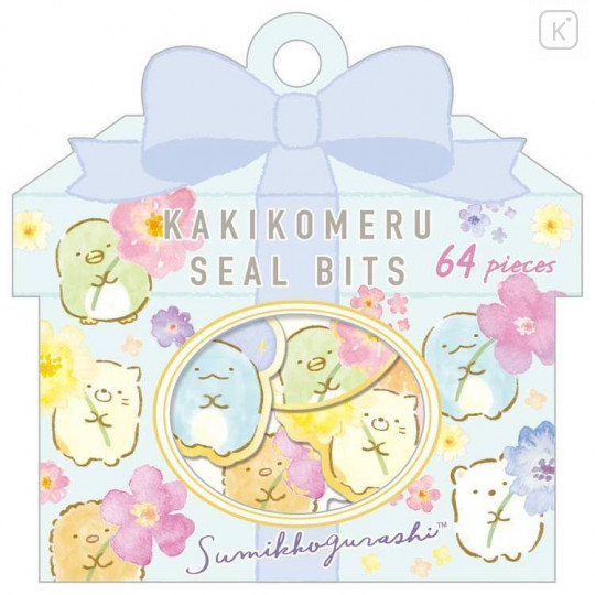 Japan San-X Writable Seal Bits Sticker - Sumikko Gurashi / Flower - 1