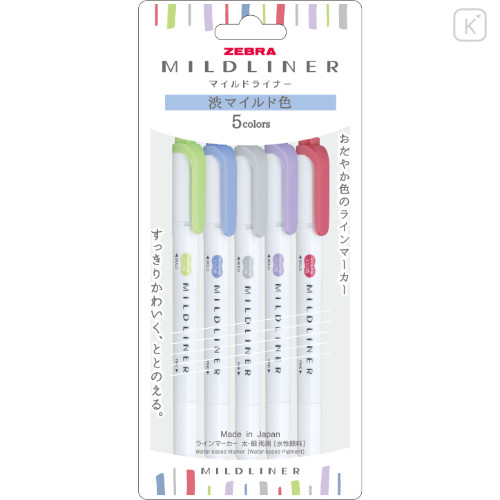 Japan Zebra Mildliner Double-sided Highlighter Set - 5 Shibu Mild Colors - 1
