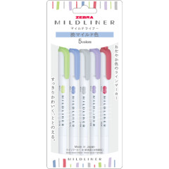 Japan Zebra Mildliner Double-sided Highlighter Set - 5 Shibu Mild Colors