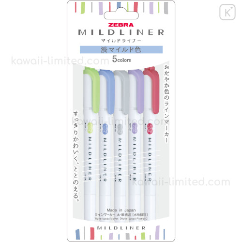5 Zebra Mildliner Double-Sided Highlighters - Kawaii Pen Shop - Cutsy World