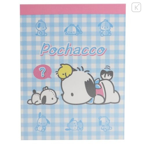 Japan Sanrio Mini Notepad - Pochacco / Plaid - 1