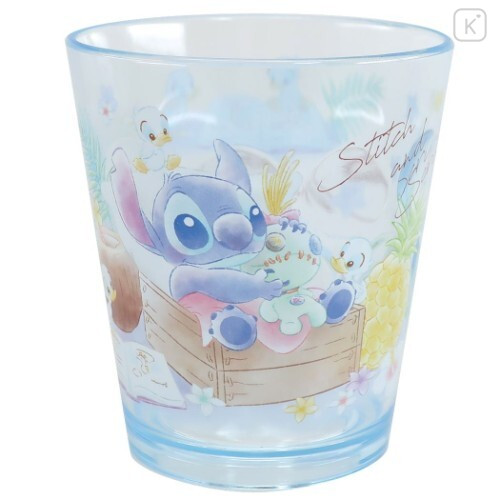 Japan Disney Acrylic Tumbler Clear Airy - Stitch & Scrump - 1