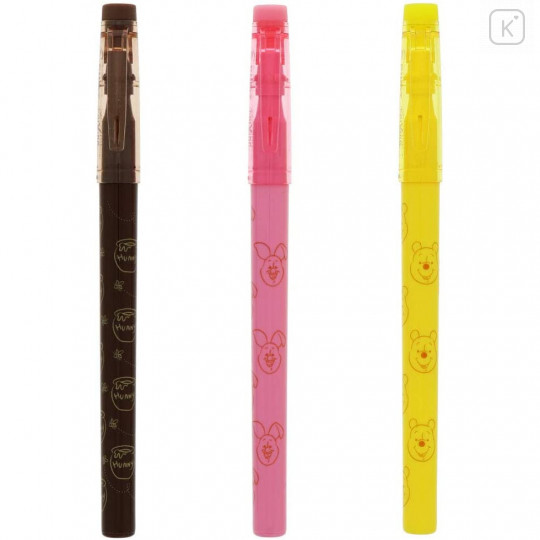 Japan Disney FriXion Fineliner Erasable Pen 3pcs Set - Pooh & Piglet - 4