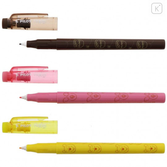Japan Disney FriXion Fineliner Erasable Pen 3pcs Set - Pooh & Piglet - 5