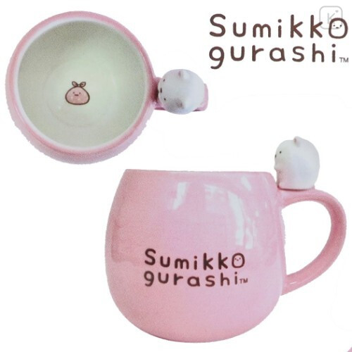 Japan Sumikko Gurashi Pottery Mug - Shirokuma / Pink - 5