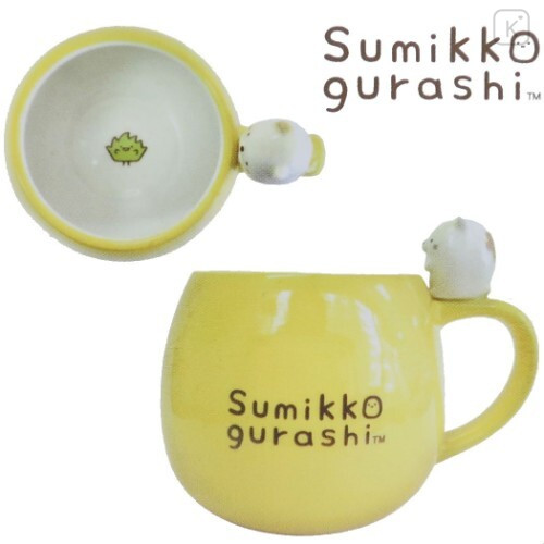 Japan Sumikko Gurashi Pottery Mug - Yellow Cat - 5