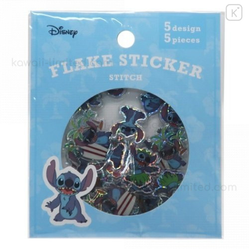 Japan Disney Flake Sticker Pack - Stitch Glitter Haloha