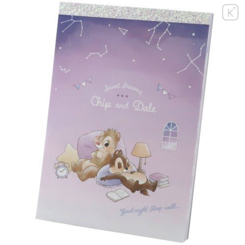 Japan Disney A6 Notepad - Chip & Dale Star Night - 1