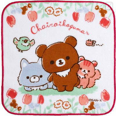 Japan San-X Handkerchief Petit Towel - Friends of Chairoikoguma 5th Anniversary B - 1