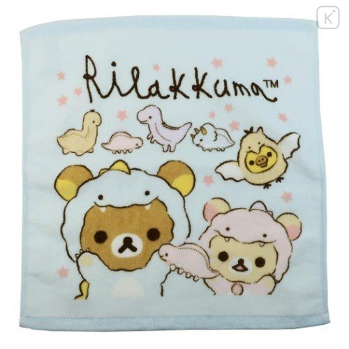 Japan San-X Handkerchief Wash Towel - Rilakkuma / Dinosaur - 1