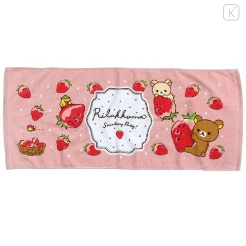 Japan San-X Face Towel - Rilakkuma / Strawberry Party - 1