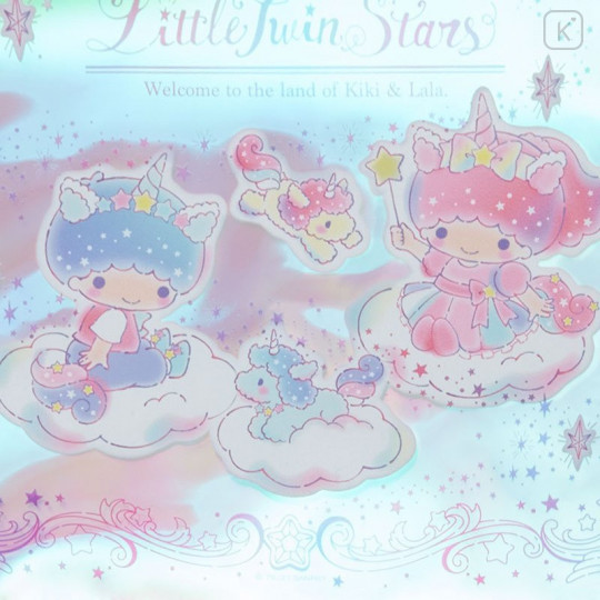 Japan Sanrio Flat Pouch - Little Twin Stars / Aurora Unicorn - 3