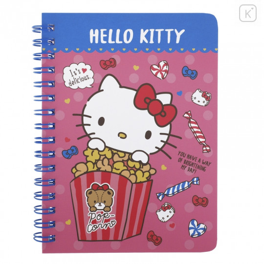 Sanrio A6 Twin Ring Notebook - Hello Kitty / Popcorn - 1