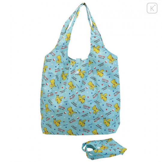 Japan Pokemon Eco Shopping Bag with Mini Bag - Pikachu All Around / Blue - 1