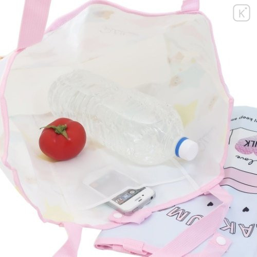 Japan San-X Foldable Eco Shopping Bag - Rilakkuma / Milk - 4