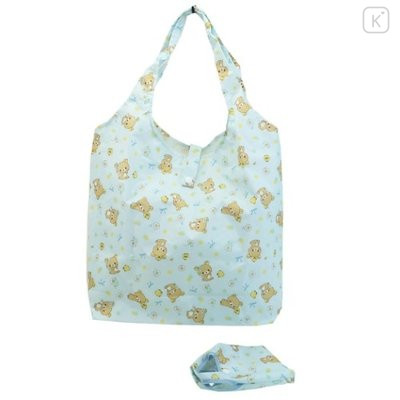 Japan San-X Eco Shopping Bag with Mini Bag - Rilakkuma / Light Blue - 1
