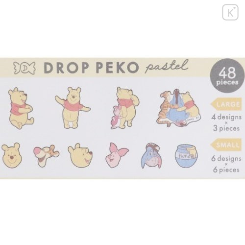 Japan Disney Drop Peko Pastel Sticker Pack - Pooh & Friends - 2