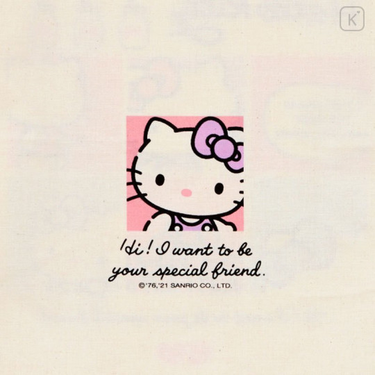 Japan Sanrio Cotton Tote Bag - Hello Kitty / Grid Comic - 4