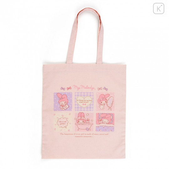Japan Sanrio Cotton Tote Bag - My Melody / Grid Comic - 1