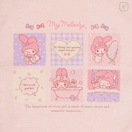Japan Sanrio Cotton Tote Bag - My Melody / Grid Comic - 3