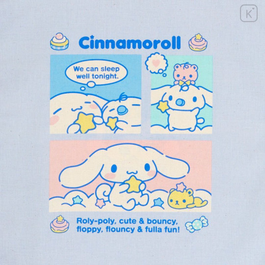 Japan Sanrio Cotton Tote Bag - Cinnamoroll / Grid Comic - 3