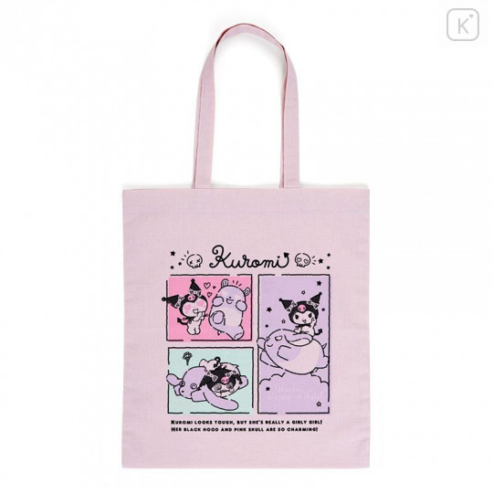 Japan Sanrio Cotton Tote Bag - Kuromi / Grid Comic | Kawaii Limited