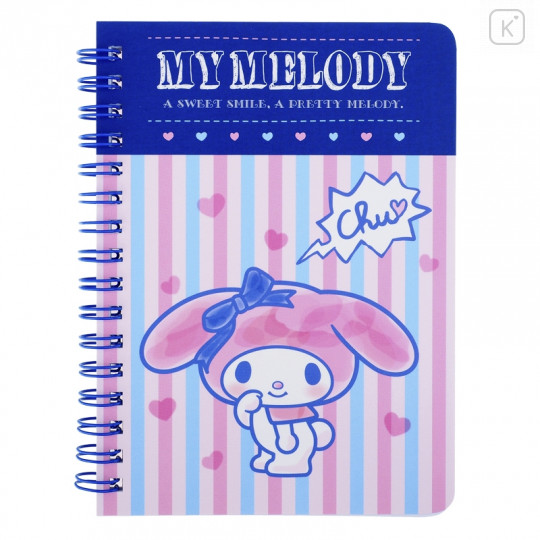 Sanrio A6 Twin Ring Notebook - My Melody / Purple Pink - 1