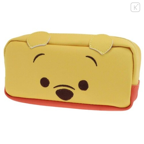 Japan Disney Makeup Pencil Bag Zipper Pouch - Winnie the Pooh Face - 1