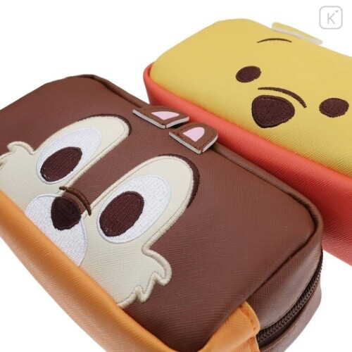 Japan Disney Makeup Pencil Bag Zipper Pouch - Winnie the Pooh Face - 4