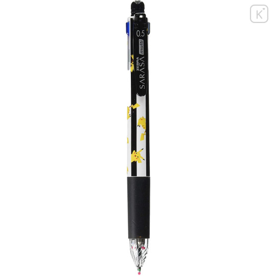 Japan Pokemon Sarasa Multi 4+1 Gel Pen & Mechanical Pencil - Pikachu : Black Stripe - 2