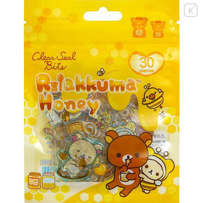 Japan San-X Clear Seal Bits Sticker Pack - Rilakkuma / Honey - 1