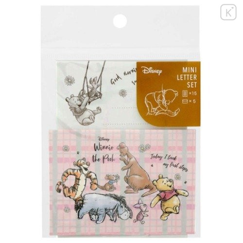 Japan Disney Mini Letter Set - Winnie The Pooh Picnic Pink - 5