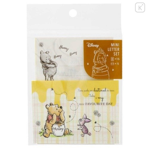 Japan Disney Mini Letter Set - Winnie The Pooh Picnic Yellow - 5