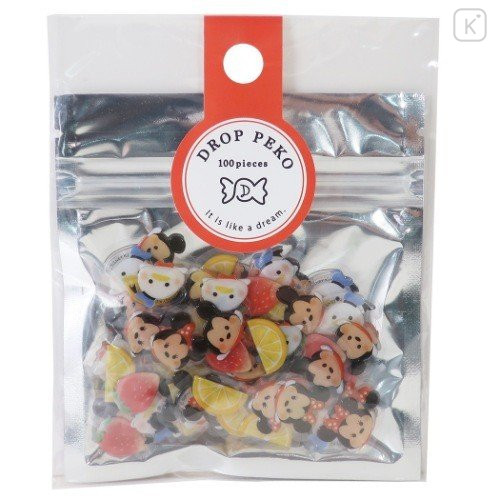 Japan Disney Drop Peko Flake Sticker Pack - Tsum Tsum Mickey & Friends / Fruit - 1