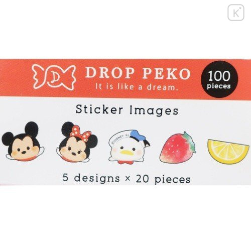Japan Disney Drop Peko Flake Sticker Pack - Tsum Tsum Mickey & Friends / Fruit - 2