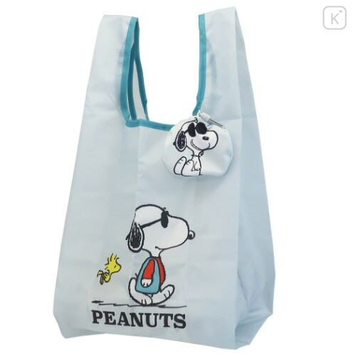 Japan Snoopy Ecot Mini Eco Shopping Bag - Snoopy Joe Cool & Woodstock - 1