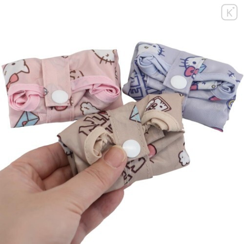Japan Sanrio Convenience Eco Shopping Bag - Hello Kitty : Purple - 4
