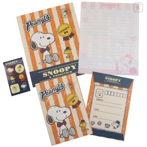 Japan Peanuts Letter Envelope Set - Snoopy / Bowtie - 1