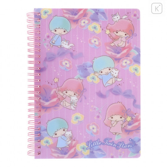 Sanrio A5 Twin Ring Notebook with File - Little Twin Stars / Flower - 1
