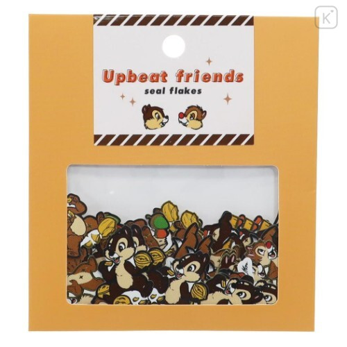 Japan Disney Upbeat Friends Seal Flakes Sticker - Chip & Dale - 1