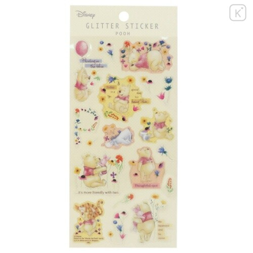 Japan Disney Glitter Sticker - Pooh - 1
